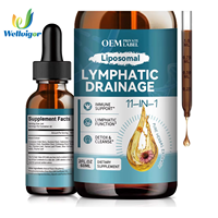 Gouttes de drainage lymphatique liposomales OEM 11 en 1, complément de drainage lymphatique avec racine de bardane, échinacée, calendula