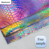 Tissu en cuir PU serpentin laser - Imperméable, écologique, épaisseur personnalisable, motif gaufré pour vêtements et ameublement