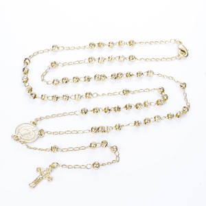 CM 보석 도매 14K 금도금 황동 여성 종교 가톨릭 기독교 묵주 체인 비즈 크로스 펜던트 묵주 목걸이 - Product Image 1
