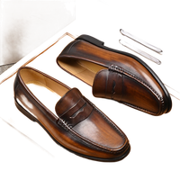 Chaussures en cuir décontractées respirantes d'été pour hommes avec semelle souple et surface douce, chaussures paresseuses sans lacets, chaussures de ville à enfiler