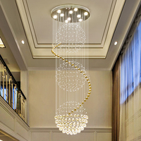 Grand Lustre Suspendu en Cristal Acier Inoxydable, Lumières Suspendues Dorées Modernes de Luxe pour Salon Maison et Escalier