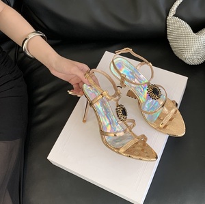 Sandales à talons aiguilles élégantes pour femmes, avec strass de luxe et bande étroite, collection été 2025 - Product Image 4