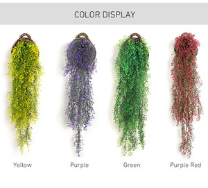 Fausses fleurs en soie suspendues avec panier Ratan pour décoration murale extérieure Arrangement Floral fleurs artificielles - Product Image 5