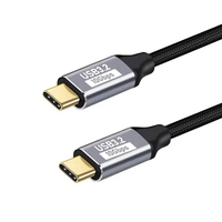 Cable USB 3.2 Gen2 Tipo C de 10 Gbps con Ángulo Recto, 5A 100W, Carga Rápida, Cable de Datos con Diseño de Codo de 90 Grados y Trenzado de Nailon para Móviles y PC