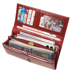 Portefeuille unisexe en cuir pleine fleur grain litchi, style décontracté, avec fermeture éclair et fermoir à loquet, directement de l'usine - Product Image 2