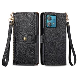 Funda de cuero PU con diseño de corazón para Moto EDGE 40 NEO/G54/G84/G14, para <span class=keywords><strong>Samsung</strong></span> S24/S25, funda tipo billetera con soporte - Product Image 5