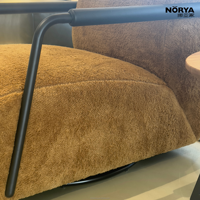 Fauteuil d'appoint pivotant NORYA, style moderne mi-siècle, jaune, rembourré, pour salon, chambre, bureau, coin lecture