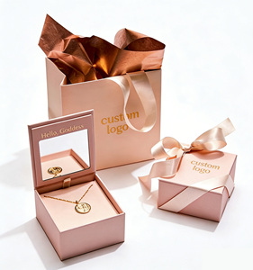 Custom Logo Fashion Jewelry <b>Mirror</b> Box & Cardboard Packaging | Luxury Gift Set <b>Boxes</b> with Pouches for Necklaces & Rings - Product Image 1
