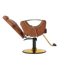 Meubles de salon de coiffure brun doré chaise de salon de coiffure en cuir pour barbier