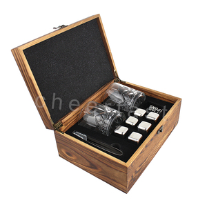 Juego de piedras de hielo <span class=keywords><strong>para</strong></span> whisky de acero inoxidable, Juego de vasos con caja de madera y cubos de hielo de acero inoxidable - Product Image 3