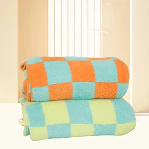 Bán buôn OEKO-TEX Fluffy mềm polyester dệt kim rô mô hình ném chăn cho sofa couch giường