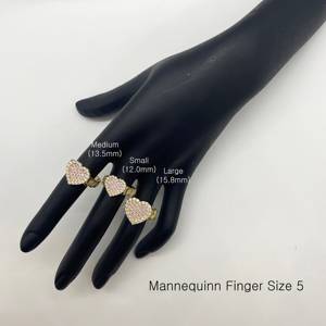Cincin Band Gaya Presiden Berlapis Emas 14K dengan Hati CZ Pink Putih untuk Perhiasan Wanita - Product Image 6