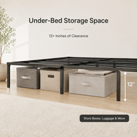 Cadre de lit plateforme en métal Queen Size avec tête de lit, trous pré-percés, design minimaliste pour suite de chambre