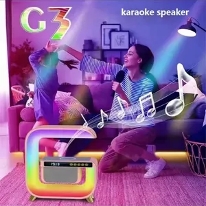 Support de chargeur d'enceinte sans fil avec <span class=keywords><strong>radio</strong></span> FM, lecteur de carte TF, veilleuse RGB, réveil et station de charge rapide, enceinte intelligente pour <span class=keywords><strong>iPhone</strong></span> Samsung - Product Image 4