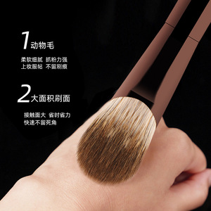 Hg Animal Hair Flat <b>Blush</b> <b>Brush</b> 40mm Aluminum Handle Natural Bristle Makeup Tool For Blusher - Product Image 2