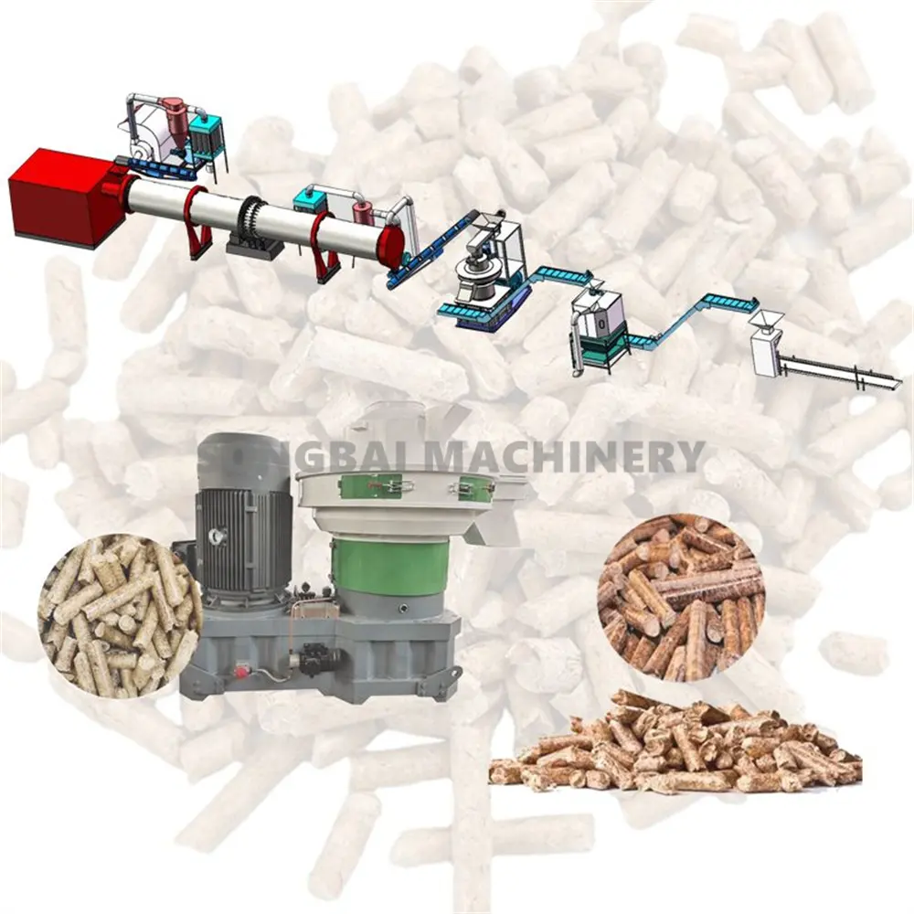 Granulador de granulado de aserrín de varias capacidades de 300-5000 kg/h, máquina de fabricación de pellets de madera, línea completa de producción de pellets de madera
