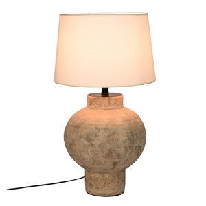 Warm and <b>rustic</b> handmade ceramic base fabric lampshade Suitable for home hotel bedroom living room <b>bedside</b> <b>table</b> lamp - Product Image 6