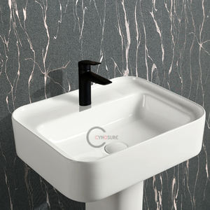 Lavabo de Pedestal Cerámico Moderno de un Solo Orificio, Ahorrador de Agua, Solución Económica para Renovación de Apartamentos - Product Image 3