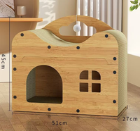 Mobilier pour animaux de compagnie : Maison-griffoir moderne en grain de bois pour chat, lit lounge concave type villa, griffoir pour chaton, jouet à suspendre à la fenêtre avec balle, vente en gros