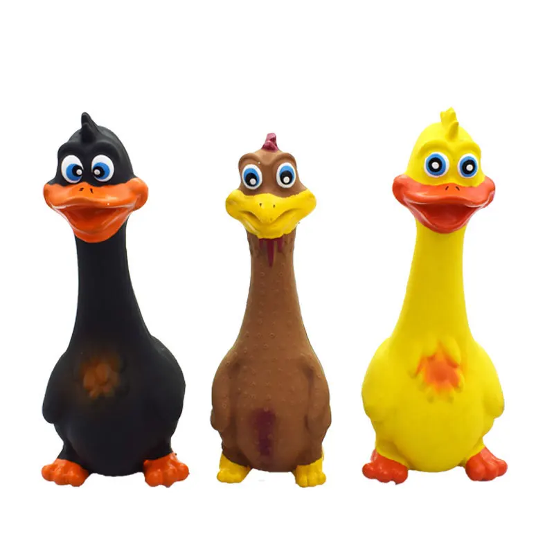 Pet Cartoon Bite Toy Yellow Screaming Chicken Rubber Vinyl Squeaky Pet Dog Chew Toy