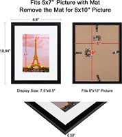 Marco de fotos de 8x10 hecho de vidrio de alta definición para 5x7 con estera o 8x10 sin estera, marcos de fotos de montaje en pared