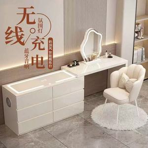 Cream Colored Dressing Table Solid Wood Modern Minimalist Makeup Vanity With Storage For Bedroom - Product Image 4