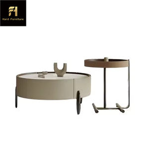 <span class=keywords><strong>Mesa</strong></span> de estilo nórdico, sala de estar central, juego redondo, mesas de centro con 2 cajones de almacenamiento, juego de Hotel - Product Image 1