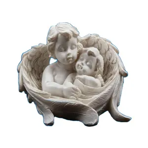 Personalizado atacado Lovely baby wing segurando resina pequena Angel Figurine