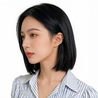 Peluca Sintética Corta Lisa Bob, Fibra de Alta Temperatura, Parte Media, Sin Flequillo, Puntas Rectas, 3 Colores, Unisex, Ajustable, Resistente al Calor 1