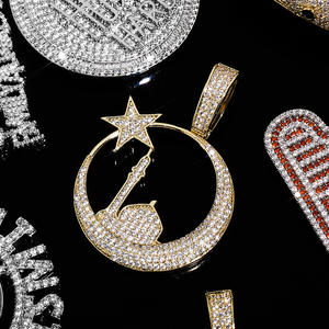 POPULAR delicadas estrellas y la luna colgante completo Iced Out Cubic Zircon colgante collar <span class=keywords><strong>joyería</strong></span> de moda - Product Image 3