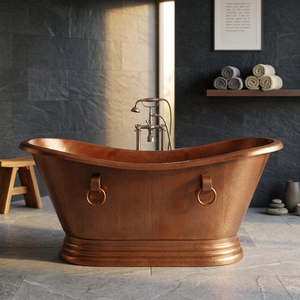 Bañera Clásica de Cobre Rectangular, Duradera, Independiente, Estilo Vintage con Patas, Artesanía India para Baño - Product Image 3