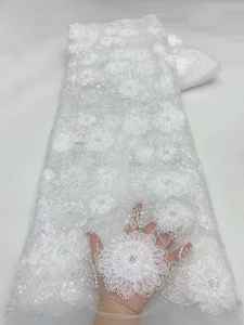 Tessuti in Pizzo Africano con Perline 5 Iarde per Abiti da Festa Abiti da Sposa Europei e Tessuti in Pizzo per Matrimoni Nigeria - Product Image 2