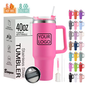 แก้วน้ำเก็บความร้อนสุญญากาศแบบผนังสองชั้น ขนาด 40 ออนซ์ ผลิตจากสแตนเลสสตีล 18/8 พร้อมหูจับและหลอดดูดเคลือบสีฝุ่น - Product Image 1