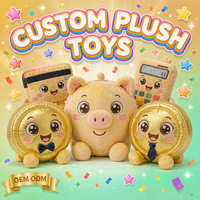 Jouets en peluche personnalisés en forme de tirelire OEM ODM, avec calculatrice de cartes de crédit et pièces d'or, vente en gros