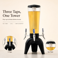 Distributeur de bière froide portable de table à 3 robinets, écologique, avec robinet, pour hôtels, restaurants, usage commercial, capacité 1,5L/2L/3L
