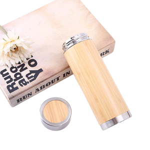 Termo de Doble Capa con Exterior de Bambú, Aislado al Vacío, de Acero Inoxidable 304, Taza Térmica para Café, Diseño Recto, Artículos para Beber - Product Image 3