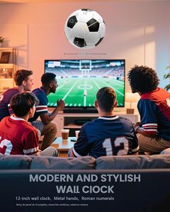 Horloge de football pour garçons, horloge murale de football de 12 pouces, décoration à thème pour la <span class=keywords><strong>chambre</strong></span> des garçons, salle de classe, horloge murale pour les fans de sport - Product Image 4