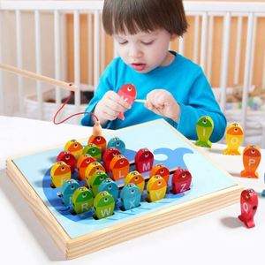 Fine Motor Skill Abc Alphabets Puzzle 3 in 1 Drawing Board Toy Play Kids Wooden Fishing Game - Product Image 5