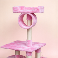 Pohon Kucing Pink Tinggi Multi Platform dengan Tiang Garukan, Kondominium Kucing, Terowongan, Hammock, Tangga, Mainan Interaktif, Menara Bermain Kucing Indoor