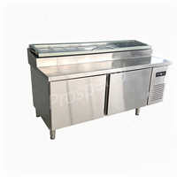 Table de préparation de salades commerciale, 2 portes, réfrigérée, en acier inoxydable, avec bacs GN pour sandwicherie, restaurant