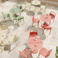 Ensemble de salle à manger en aluminium, style bistro, mobilier d'extérieur moderne et minimaliste, pour hôtel, café, resort, balcon, terrasse, table et chaises