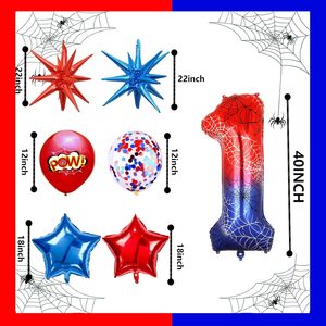Ballons en feuille et ballons en latex sur le thème du héros araignée, numéro 40 pouces, 1-9, décoration d'anniversaire pour fête de dessin animé, fournitures d'anniversaire - Product Image 5
