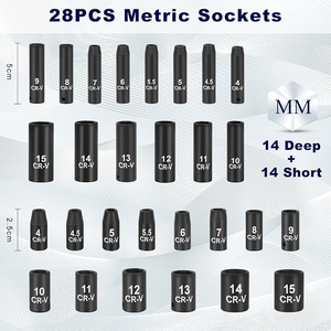 56-Piece 1/4 \ "Ổ cắm ổ đĩa thiết lập SAE (5/32 \"-9/16 \ ") & Metric (4mm-15mm) sâu & nông 72 răng Ratchet cờ lê cơ khí thép - Product Image 2