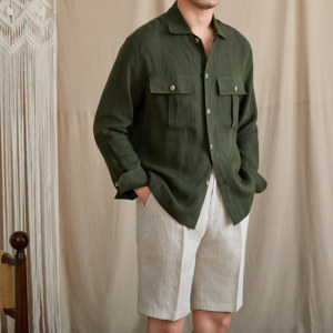 <span class=keywords><strong>Camicia</strong></span> da <span class=keywords><strong>Uomo</strong></span> <span class=keywords><strong>100</strong></span>% <span class=keywords><strong>Lino</strong></span> a Maniche Lunghe, Traspirante, Casual Business, Sottile e Comoda - Product Image 4