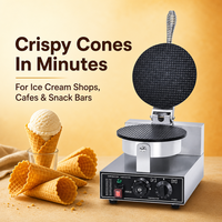 Machine à cônes à glace électrique professionnelle 1200W en acier inoxydable, appareil de cuisson de cônes de comptoir