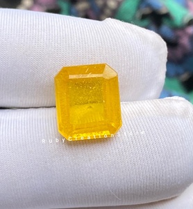 Nouveauté : saphir jaune de laboratoire taille émeraude, 10 carats, pierre précieuse en vrac pour la fabrication de bijoux, toutes tailles - Product Image 3