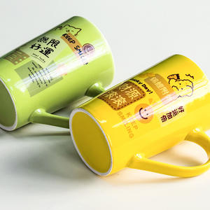 Tasses en céramique Lucky Day, design cartoon, lot de 4, mug cadeau pour café, thé, boissons - Product Image 1