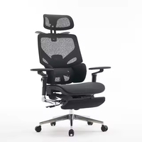 Chaise de bureau ergonomique moderne avec base entièrement en aluminium, accoudoirs 6D et repose-pieds en maille