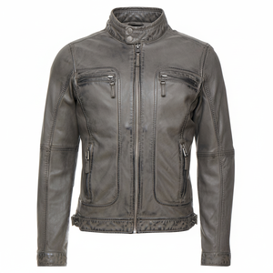 Vestes en cuir pour hommes de haute qualité entièrement personnalisées en cuir de vache véritable, col montant, style streetwear, taille adulte - Product Image 1
