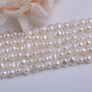 Perles d'eau douce naturelles pour collier DIY, bijoux, 6-7/7-8 mm, accessoire semi-fini avec trou latéral, perles lâches à deux faces, perles légères - Product Image 2